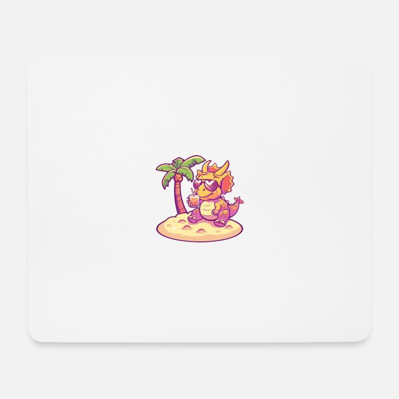 Dinosaurier triceratops Sommer - Mousepad (Querformat) - Weiß