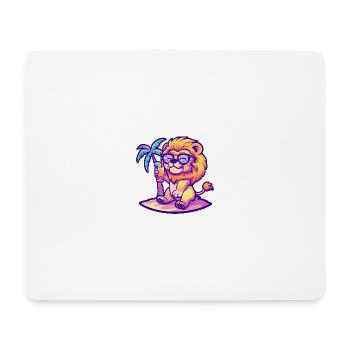 Lion Summer Beach Comic - Mouse Pad (horizontal) - white - Front