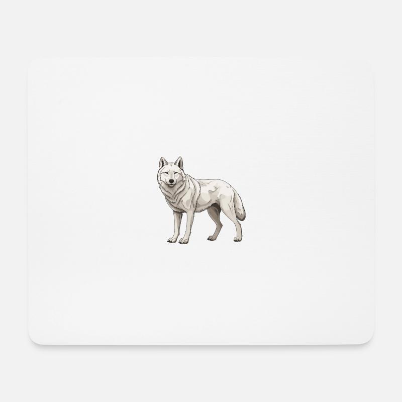 Wolf Tier - Mousepad (Querformat) - Weiß