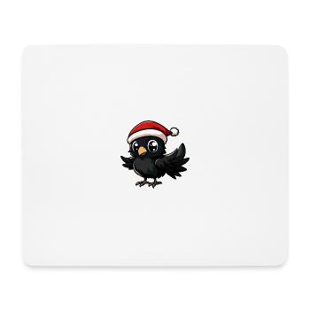 Corbeau Corbeau Noël mignon - Tapis de souris (format paysage) - blanc - Devant