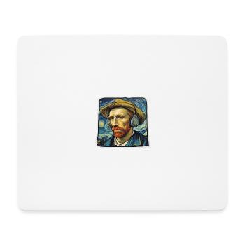 Ironischer Vincent Van Gogh mit Kopfhörern - Mousepad (Querformat) - Weiß - Vorne