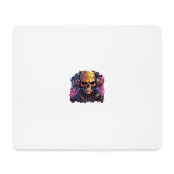 PixelPulse Cortex // Crâne cyberpunk - Tapis de souris (format paysage) - blanc - Devant