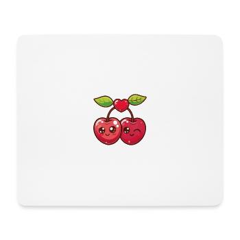Kirschen Paar Liebe Herz Valentinstag - Mousepad (Querformat) - Weiß - Vorne