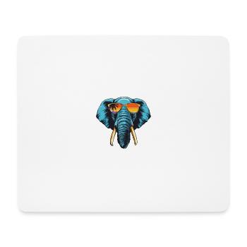 Elefant Cool Kopf Party - Mousepad (Querformat) - Weiß - Vorne