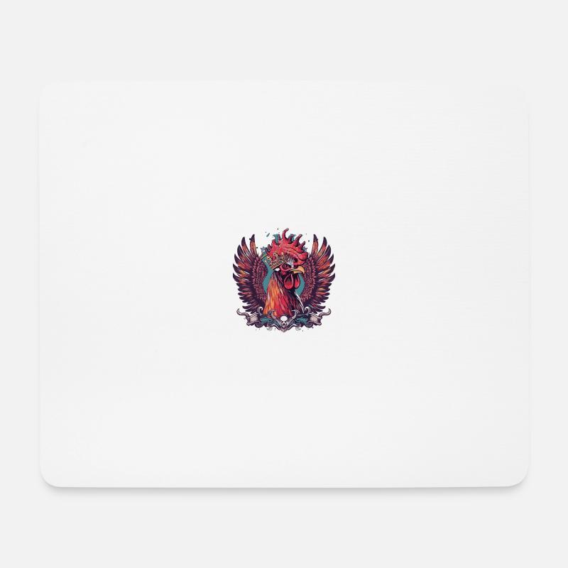 Hahn Wappen Porträt Bunt - Mousepad (Querformat) - Weiß