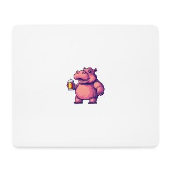 Hippopotame bière pixel - Tapis de souris (format paysage) - blanc - Devant