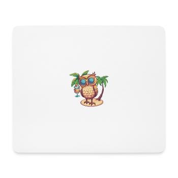 Owl Summer Beach Comic - Mouse Pad (horizontal) - white - Front