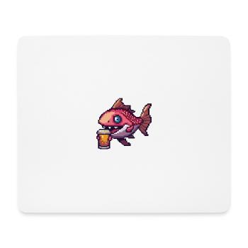 Piranha Fische Bier Pixel - Mousepad (Querformat) - Weiß - Vorne