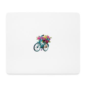 Vélo avec des fleurs - Tapis de souris (format paysage) - blanc - Devant