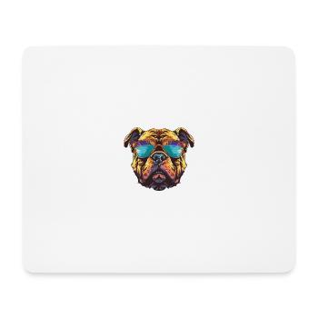 Bulldog Hund Cool Kopf Party - Mousepad (Querformat) - Weiß - Vorne