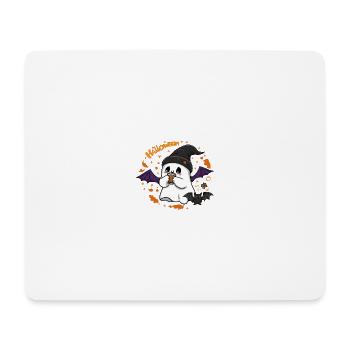 Mignon fantôme Halloween avec chapeau et café - Tapis de souris (format paysage) - blanc - Devant