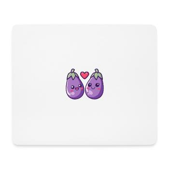 Aubergine Couple Amour Coeur Drôle - Tapis de souris (format paysage) - blanc - Devant