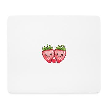 Erdbeeren Paar Liebe Herz Comic - Mousepad (Querformat) - Weiß - Vorne