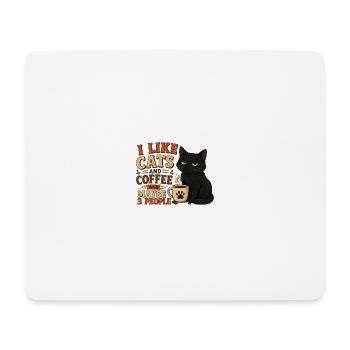 Ich mag Katzen und Kaffee und vielleicht drei Leute - Mousepad (Querformat) - Weiß - Vorne