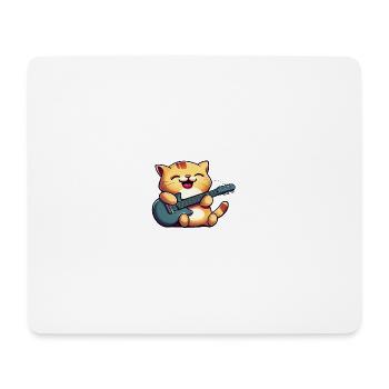 Chat avec guitare - Tapis de souris (format paysage) - blanc - Devant