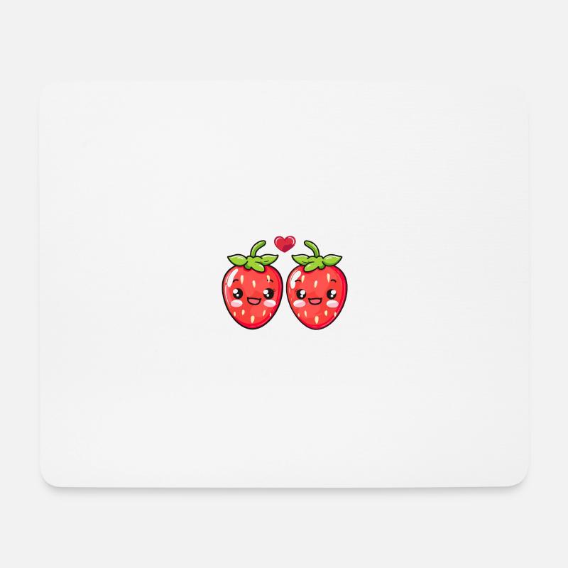 Erdbeeren Paar Liebe Herz Lustig - Mousepad (Querformat) - Weiß
