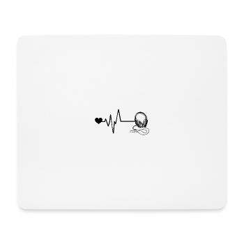 Kopfhörer Puls Liebe - Mousepad (Querformat) - Weiß - Vorne