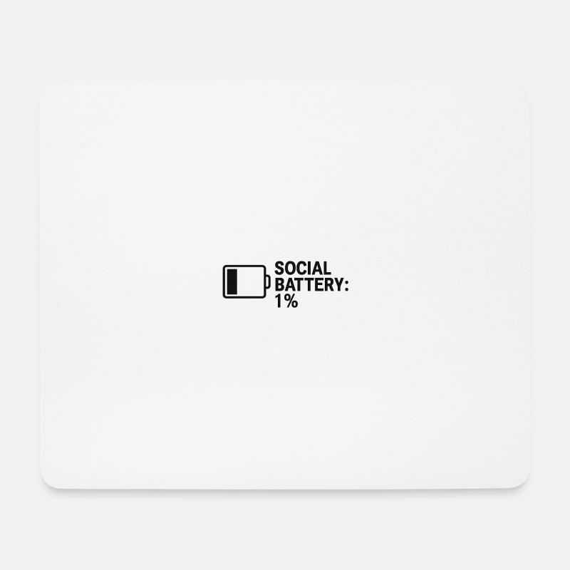 Social Battery – 1% Left - Mousepad (Querformat) - Weiß