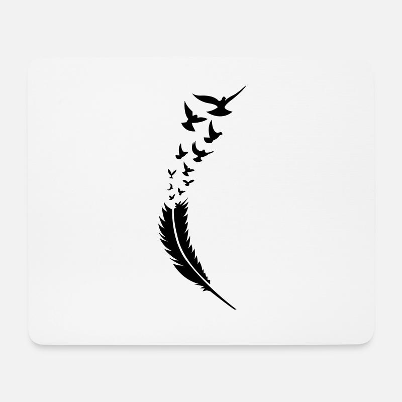 feder voegel fly - Mousepad (Querformat) - Weiß