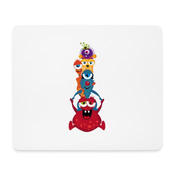 Eine bunte Monster Familie hat gemeinsam Spaß - Mousepad (Querformat) - Weiß - Vorne