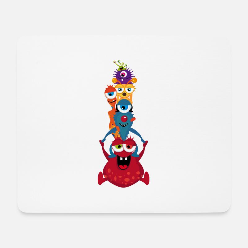 Eine bunte Monster Familie hat gemeinsam Spaß - Mousepad (Querformat) - Weiß