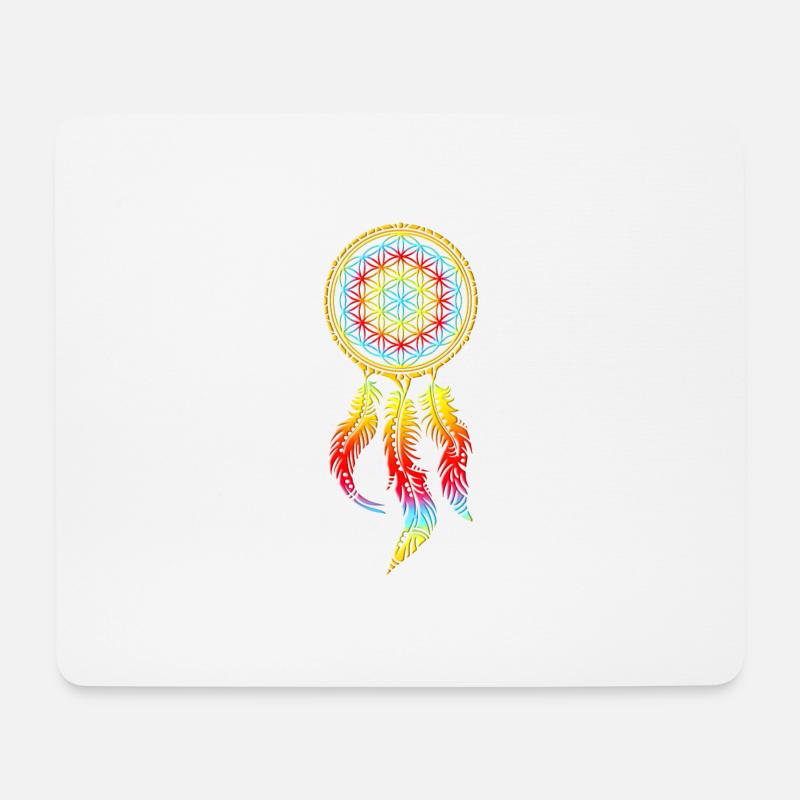 Traumfänger, Blume des Lebens, Indianer, Spirit - Mousepad (Querformat) - Weiß