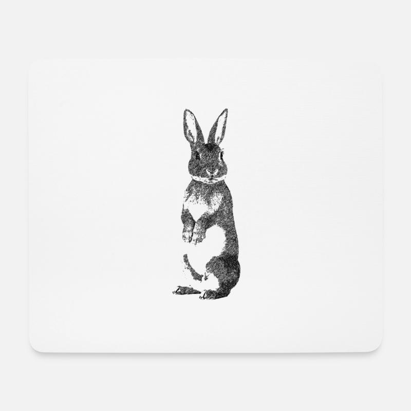 Hase sw - Mousepad (Querformat) - Weiß