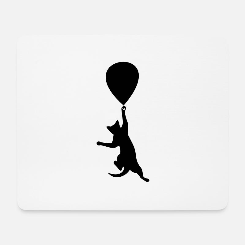 Katze Luftballon - Mousepad (Querformat) - Weiß