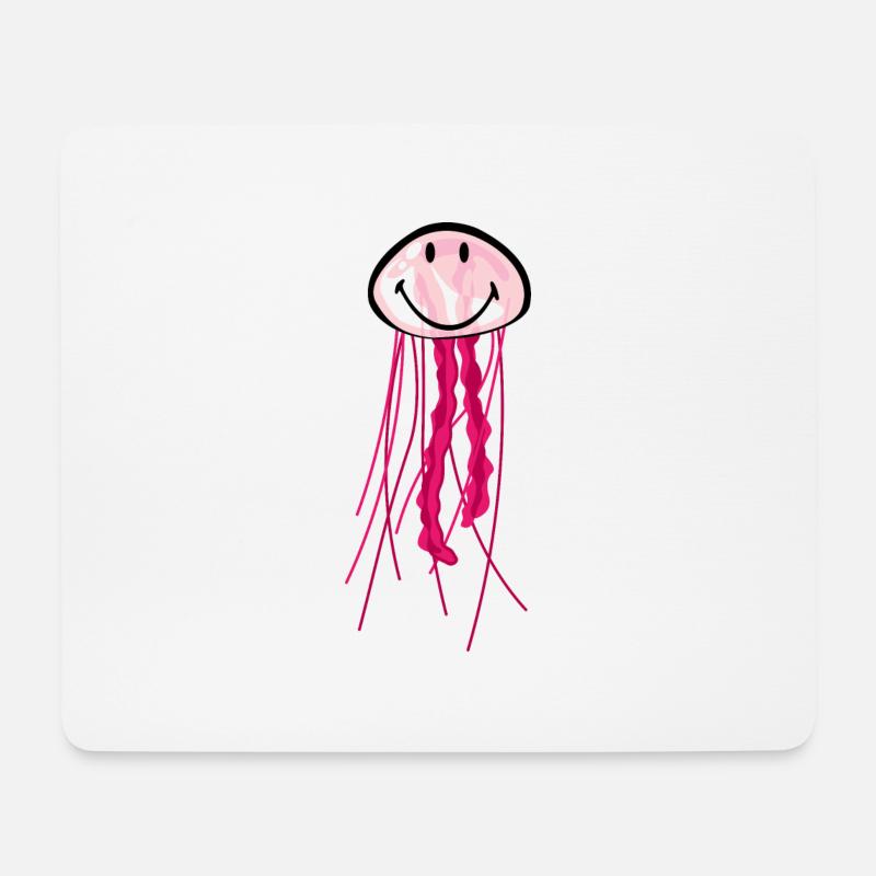 Smiley Jellyfish - Mousepad (Querformat) - Weiß