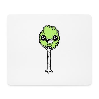 Lachende Cartoon Birke - Mousepad (Querformat) - Weiß - Vorne
