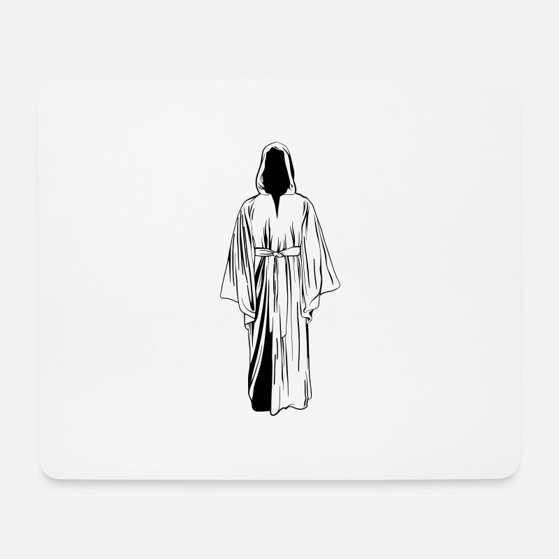 Mönch Illustration Linear - Mousepad (Querformat) - Weiß