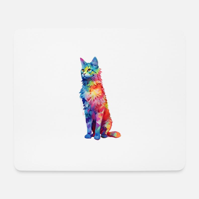 Farbig schöne Katze in verschiedenen Farbmustern - Mousepad (Querformat) - Weiß
