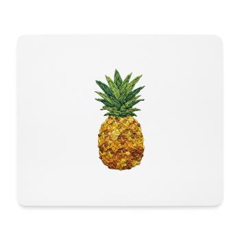 Besticktes Ananas-Tropenfrucht-Design (bedruckt) - Mousepad (Querformat) - Weiß - Vorne