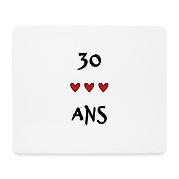 30 ANS. 30e ANNIVERSAIRE. ANNIVERSAIRE 30 ANS. 30 - Tapis de souris (format paysage) - blanc - Devant