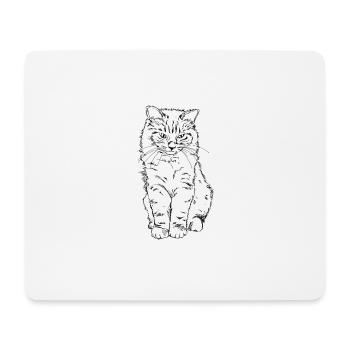 Chat dessiné à la main dans un style vintage - Tapis de souris (format paysage) - blanc - Devant