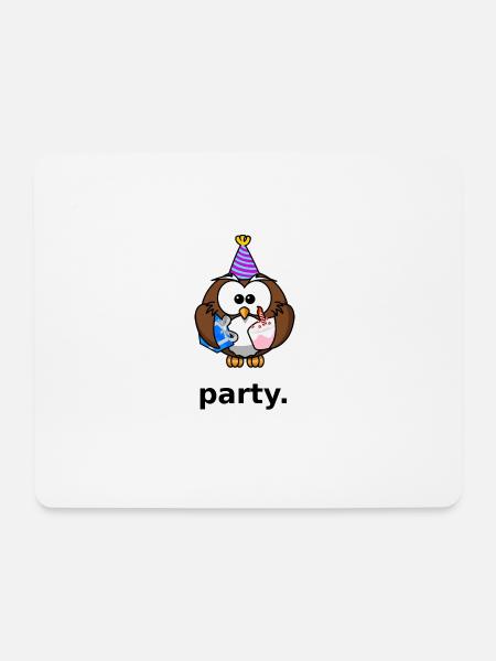 Party Eule - Mousepad (Querformat) - Weiß