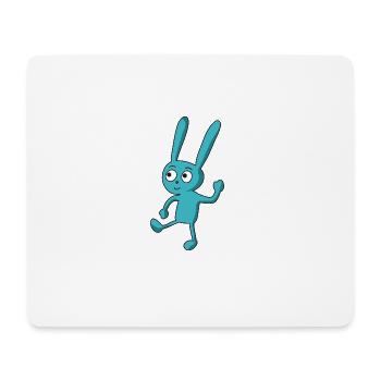 dancing, funny, blue cartoon bunny - Mouse Pad (horizontal) - white - Front