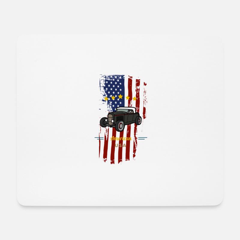 American Hot Rod - Mousepad (Querformat) - Weiß