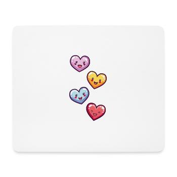 Herzen Bunt - Mousepad (Querformat) - Weiß - Vorne