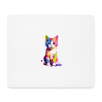 Cute colorful cat - Mouse Pad (horizontal) - white - Front