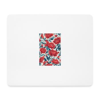 Rote Blumen mit grünen Blättern - Mousepad (Querformat) - Weiß - Vorne