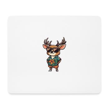 Vacances de bande dessinée de cerf - Tapis de souris (format paysage) - blanc - Devant