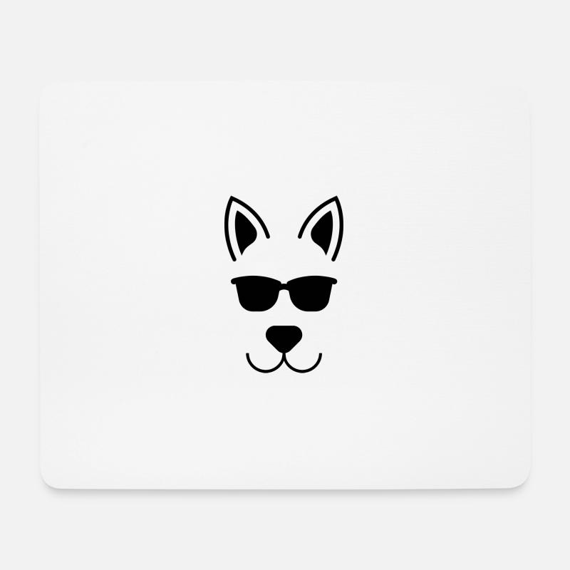 Cooler Hund mit Sonnenbrille - Mousepad (Querformat) - Weiß