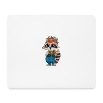 Flower Wreath Raccoon - Mouse Pad (horizontal) - white - Front