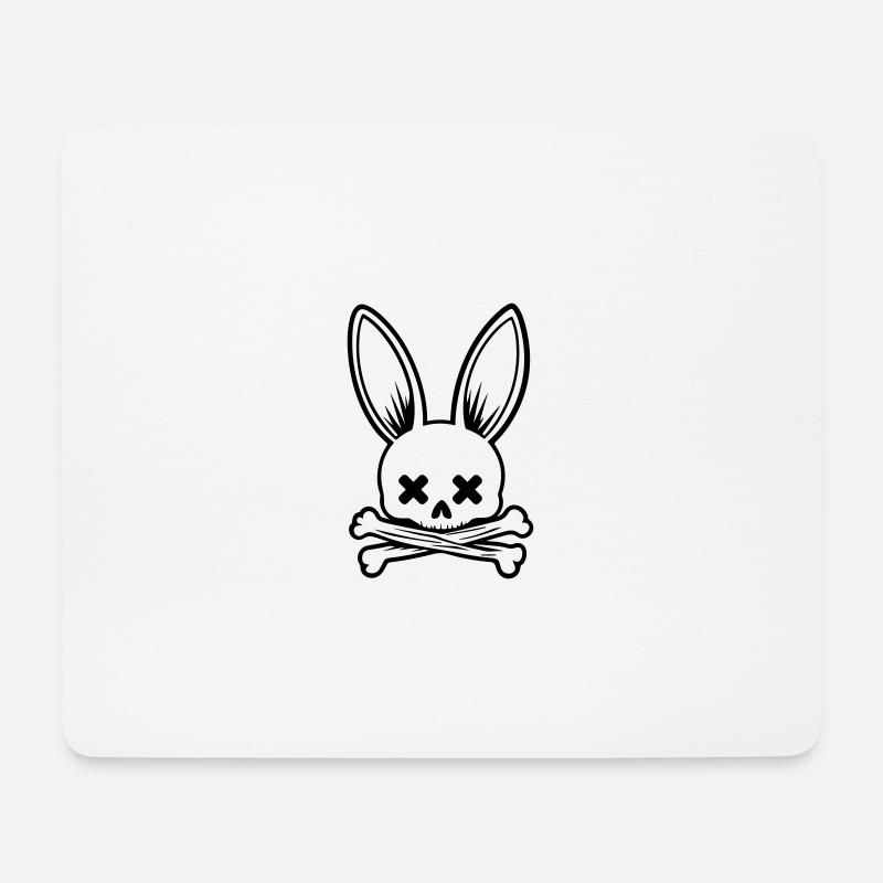 Hase Totenkopf Skelett - Mousepad (Querformat) - Weiß