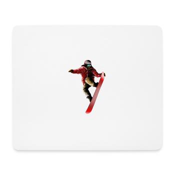 Roter Snowboarder Sprung - Mousepad (Querformat) - Weiß - Vorne