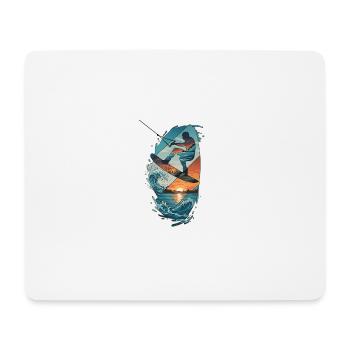 Sunset Waves Kiteboard Portrait - Tapis de souris (format paysage) - blanc - Devant