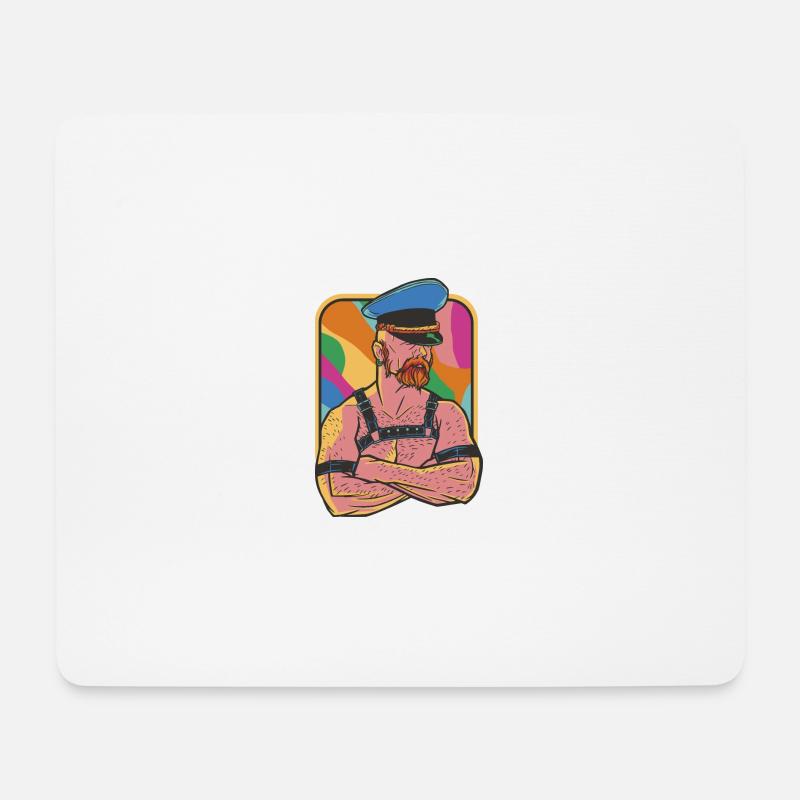 Bärtige Männer in Leder Bärtige Männer in Leder Zi - Mousepad (Querformat) - Weiß