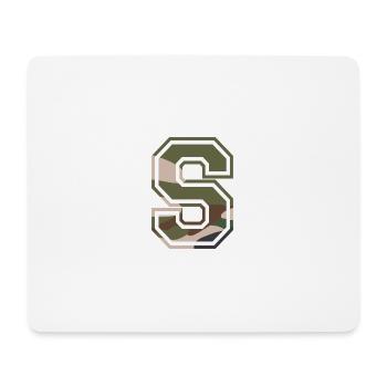 S, Monogram, Camouflage Green-Brown - Mouse Pad (horizontal) - white - Front