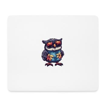 Eule Cool Sommer - Mousepad (Querformat) - Weiß - Vorne